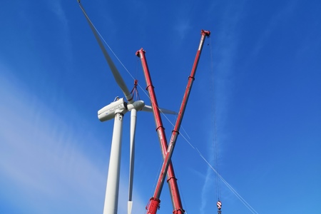 Abbau Nordex-Windmühlen in Meedhuizen